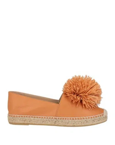 Paloma Barceló Emiko Woman Espadrilles Mandarin Size 8 Leather In Orange