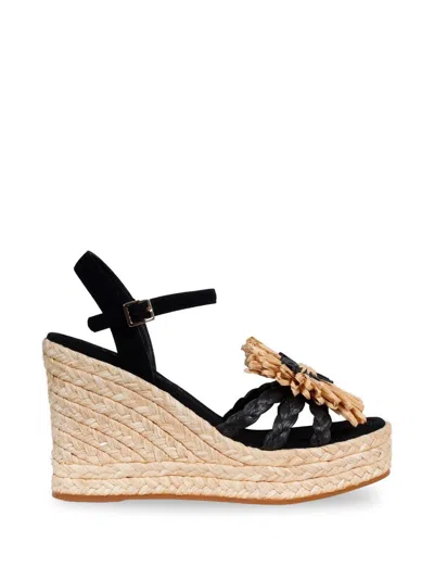 Paloma Barceló Fannie Braided Floral Sandals In Black