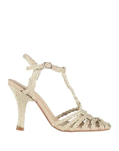 Paloma Barceló Fedra Woman Sandals Beige Size 9 Natural Raffia In Neutral
