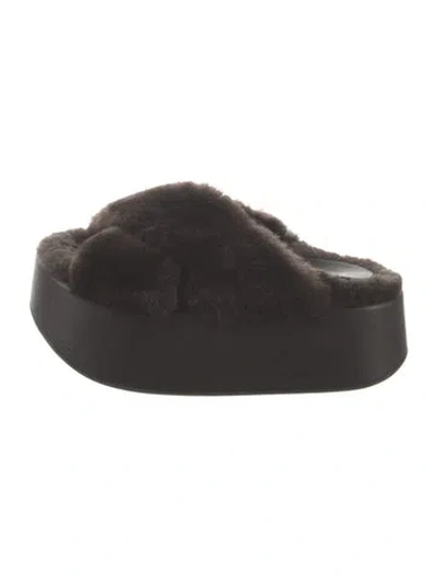 Pre-owned Paloma Barceló Fur Fur Trim Slides In Brown
