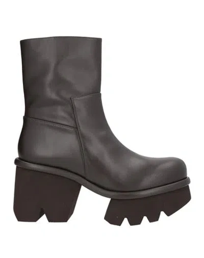 Paloma Barceló Hanne Woman Ankle Boots Dark Brown Size 10 Leather In Multi