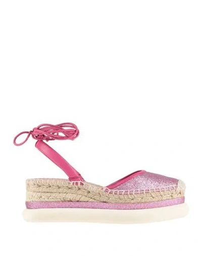 Paloma Barceló Harriet Woman Espadrilles Fuchsia Size 9.5 Leather, Textile Fibers In Pink