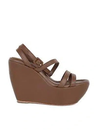 Pre-owned Paloma Barceló Iraide Wedge Sandals With Ankle Bands In Brown