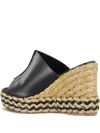 Paloma Barceló Ivana Leather Platform Raffia Sandals In Black