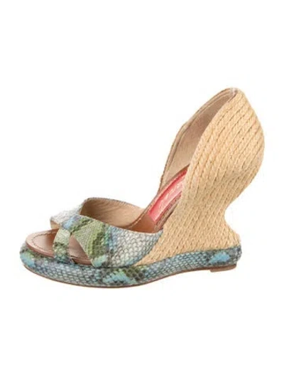 Pre-owned Paloma Barceló Jute Animal Print Espadrilles In Yellow