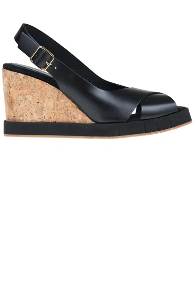 Paloma Barceló Lantana Cork Wedge Sandals In Black