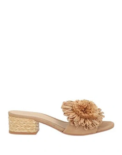 Paloma Barceló Latina Woman Sandals Tan Size 7 Leather, Plastic In Brown