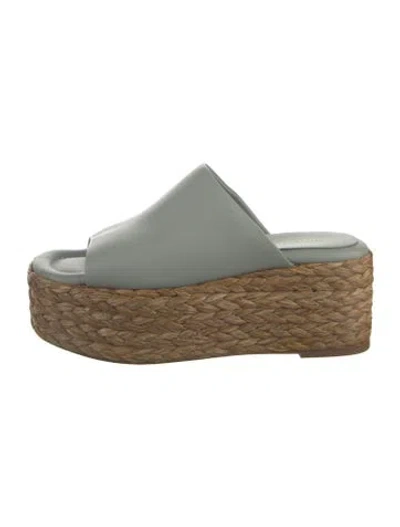 Pre-owned Paloma Barceló Leather Braided Accents Espadrilles In Green