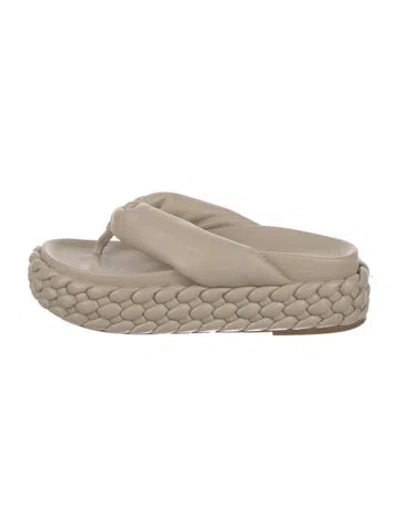 Pre-owned Paloma Barceló Leather Braided Accents Espadrilles In Neutral