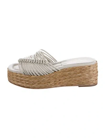 Pre-owned Paloma Barceló Leather Braided Accents Espadrilles In Neutrals