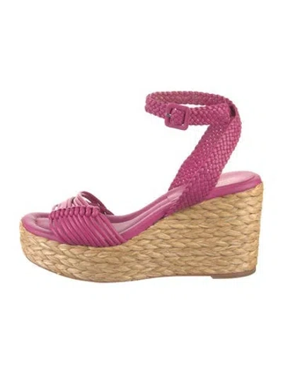 Pre-owned Paloma Barceló Leather Braided Accents Espadrilles In Pink