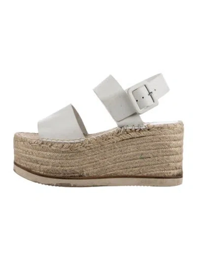 Pre-owned Paloma Barceló Leather Braided Accents Espadrilles In White