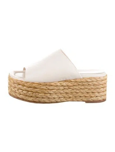 Pre-owned Paloma Barceló Leather Braided Accents Mules In Neutral