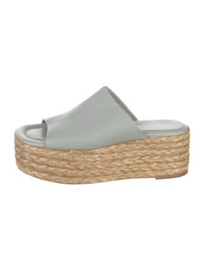 Pre-owned Paloma Barceló Leather Braided Accents Slippers In Green