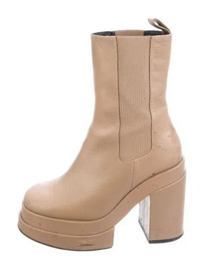 Pre-owned Paloma Barceló Leather Chelsea Boots In Neutrals
