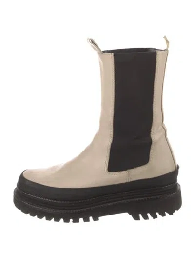 Pre-owned Paloma Barceló Leather Colorblock Pattern Chelsea Boots In Neutral