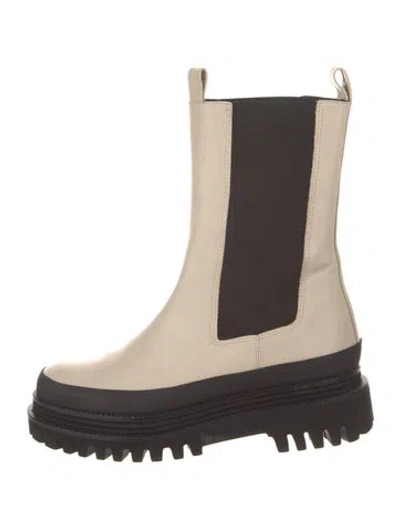 Pre-owned Paloma Barceló Leather Colorblock Pattern Chelsea Boots In Neutral