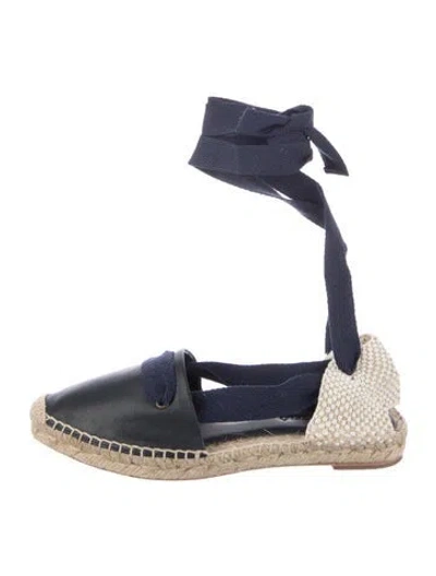 Pre-owned Paloma Barceló Leather Colorblock Pattern Flats In Blue