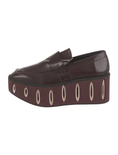 Pre-owned Paloma Barceló Leather Colorblock Pattern Loafers In Burgundy