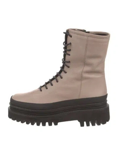 Pre-owned Paloma Barceló Leather Combat Boots In Neutral