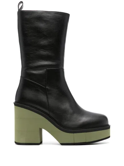 Paloma Barceló Leather Heel Ankle Boots In Black