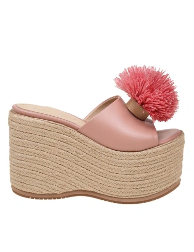 Paloma Barceló Lala Mules In Blush Color Leather In Rosado