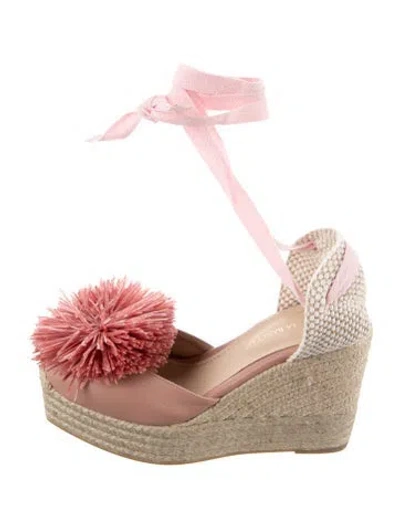 Pre-owned Paloma Barceló Leather Pom-pom Embellishments D'orsay Pumps In Pink