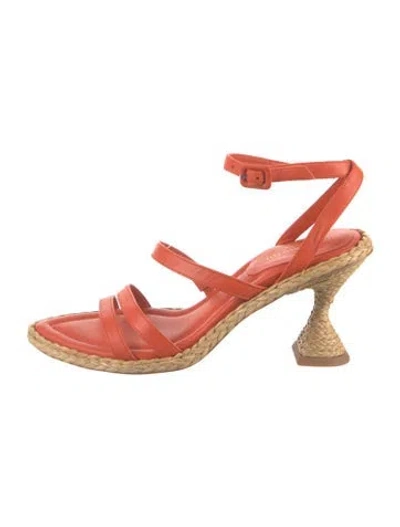 Pre-owned Paloma Barceló Leather Sandals In Neutrals/orange