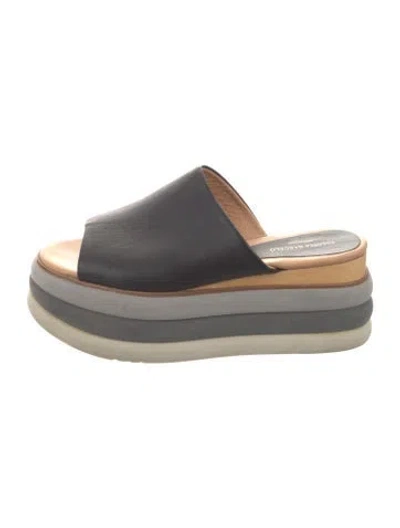 Pre-owned Paloma Barceló Leather Slides In Black/grey/neutrals