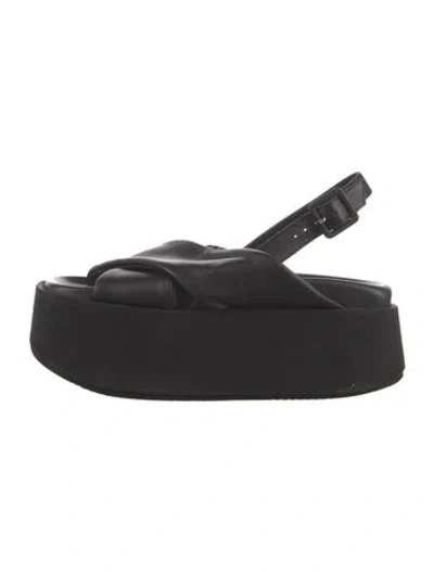 Pre-owned Paloma Barceló Leather Slingback Sandals In Black
