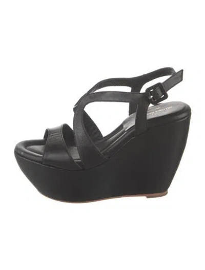 Pre-owned Paloma Barceló Leather Slingback Sandals In Black