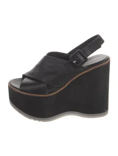Pre-owned Paloma Barceló Leather Slingback Sandals In Black