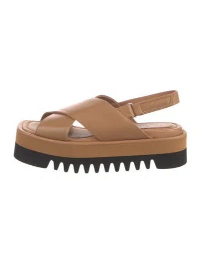 Pre-owned Paloma Barceló Leather Slingback Sandals In Brown