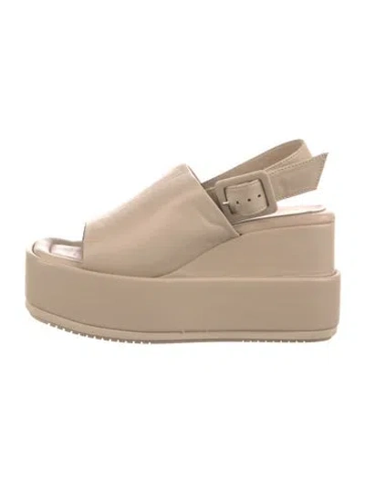 Pre-owned Paloma Barceló Leather Slingback Sandals In Neutral