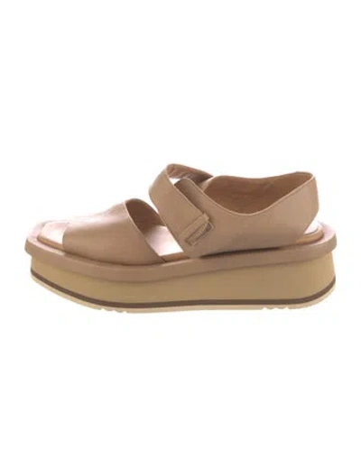 Pre-owned Paloma Barceló Leather Slingback Sandals In Neutral