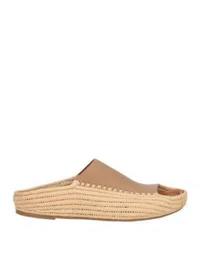 Paloma Barceló Leo Woman Sandals Camel Size 9 Leather, Textile Fibers In Beige