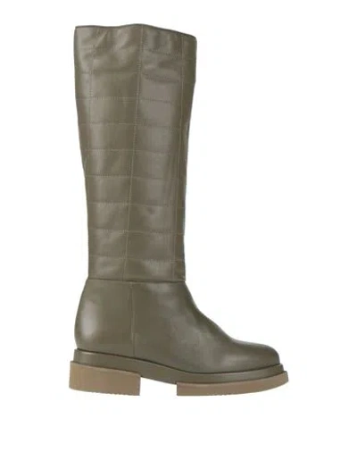 Paloma Barceló Lola Woman Boot Military Green Size 9.5 Leather In Multi