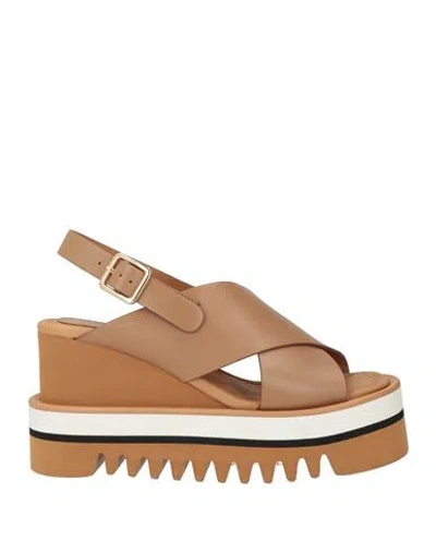 Paloma Barceló Nance Woman Sandals Camel Size 9 Cow Leather In Beige