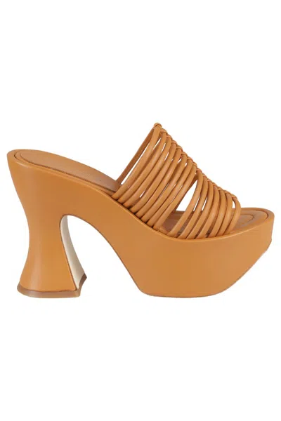 Paloma Barceló Interwoven-straps 120mm Mules In Orange