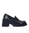 Paloma Barceló Odele Navy Blue Heeled Loafer In Blue