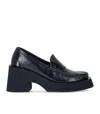 Paloma Barcelo’ Paloma Barceló Odele Navy Blue Heeled Loafer In Blue
