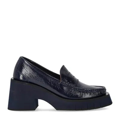 Paloma Barcelo’ Paloma Barceló Odele Navy Blue Heeled Loafer In Black