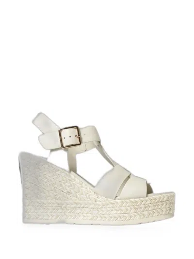 Paloma Barceló Olivia Leather Wedge Sandals In White