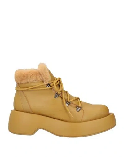 Paloma Barceló Olivier Woman Ankle Boots Mustard Size 8 Leather In Yellow