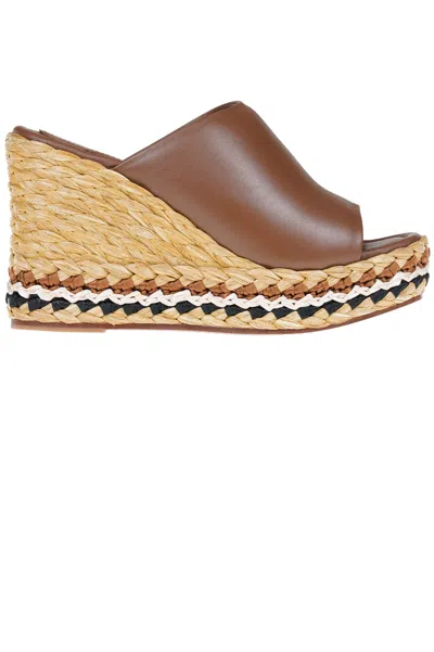 Paloma Barceló Oriane Wedge Mules In Brown