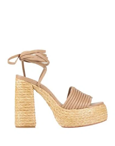 Paloma Barceló Paciana Woman Sandals Light Brown Size 8 Leather In Beige