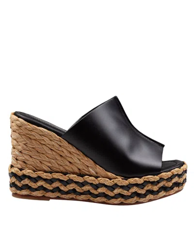 PALOMA BARCELÓ PALOMA BARCELÓ PALOMA IVANE LEATHER SANDAL WITH RAFFIA WEDGE