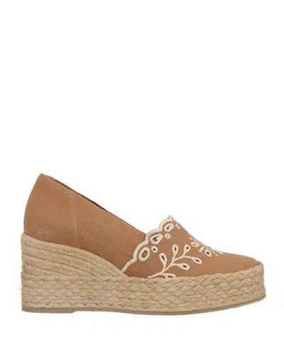 Paloma Barceló Palomitas By  Woman Espadrilles Camel Size 10 Textile Fibers In Sand