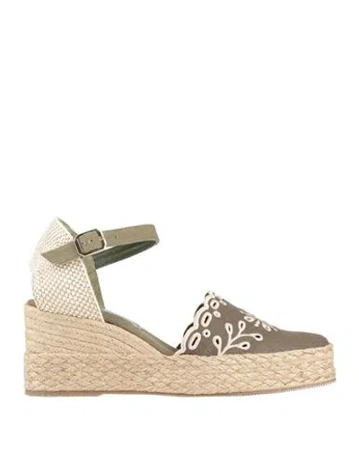 Paloma Barceló Palomitas By  Woman Espadrilles Military Green Size 6 Textile Fibers