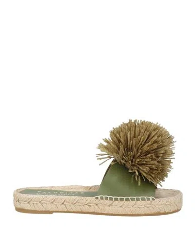 Paloma Barceló Palomitas By  Woman Espadrilles Military Green Size 7 Leather